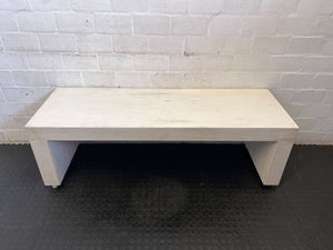 Versatile Whitewashed Wood Console Bench with Casters