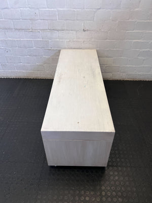 Versatile Whitewashed Wood Console Bench with Casters