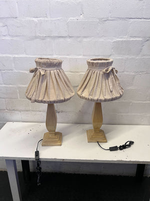 Charming Ruffled Fabric Table Lamp with Wooden Base ✨