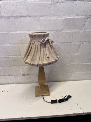 Charming Ruffled Fabric Table Lamp with Wooden Base ✨
