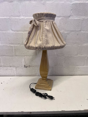 Charming Ruffled Fabric Table Lamp with Wooden Base ✨