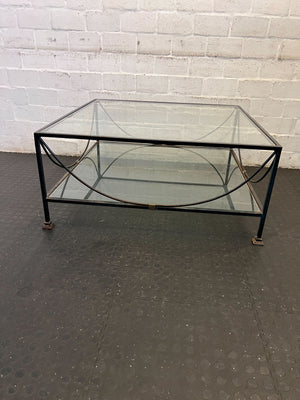 Elegant Glass-Top Coffee Table with Black Metal Frame