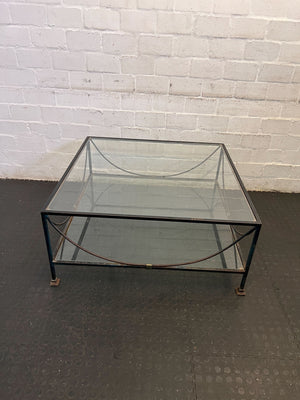 Elegant Glass-Top Coffee Table with Black Metal Frame