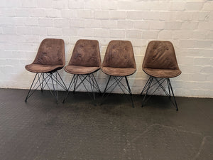 Stylish Brown Upholstered Dining Chair with Metal Legs - Minor Wear - 2ndhandwarehouse.com