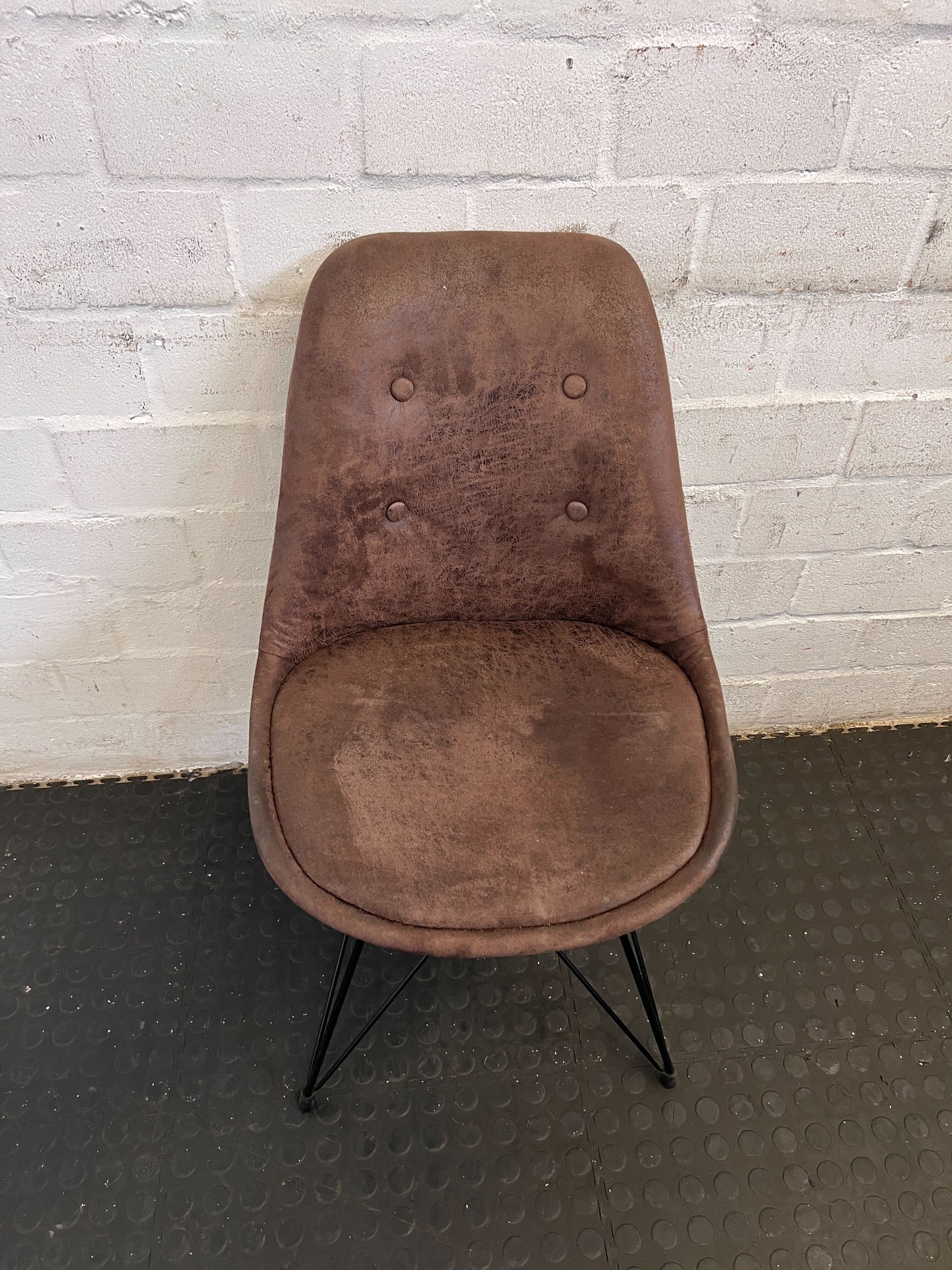 Stylish Brown Upholstered Dining Chair with Metal Legs - Minor Wear - 2ndhandwarehouse.com