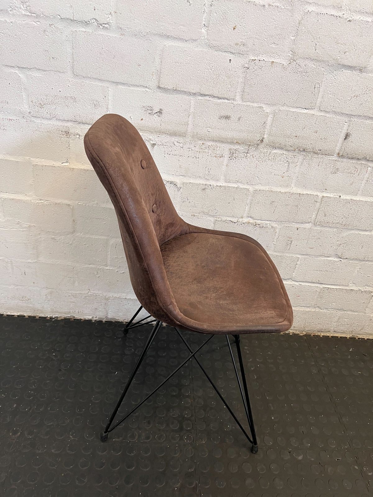 Stylish Brown Upholstered Dining Chair with Metal Legs - Minor Wear - 2ndhandwarehouse.com