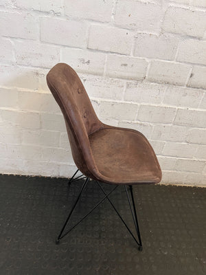 Stylish Brown Upholstered Dining Chair with Metal Legs - Minor Wear - 2ndhandwarehouse.com