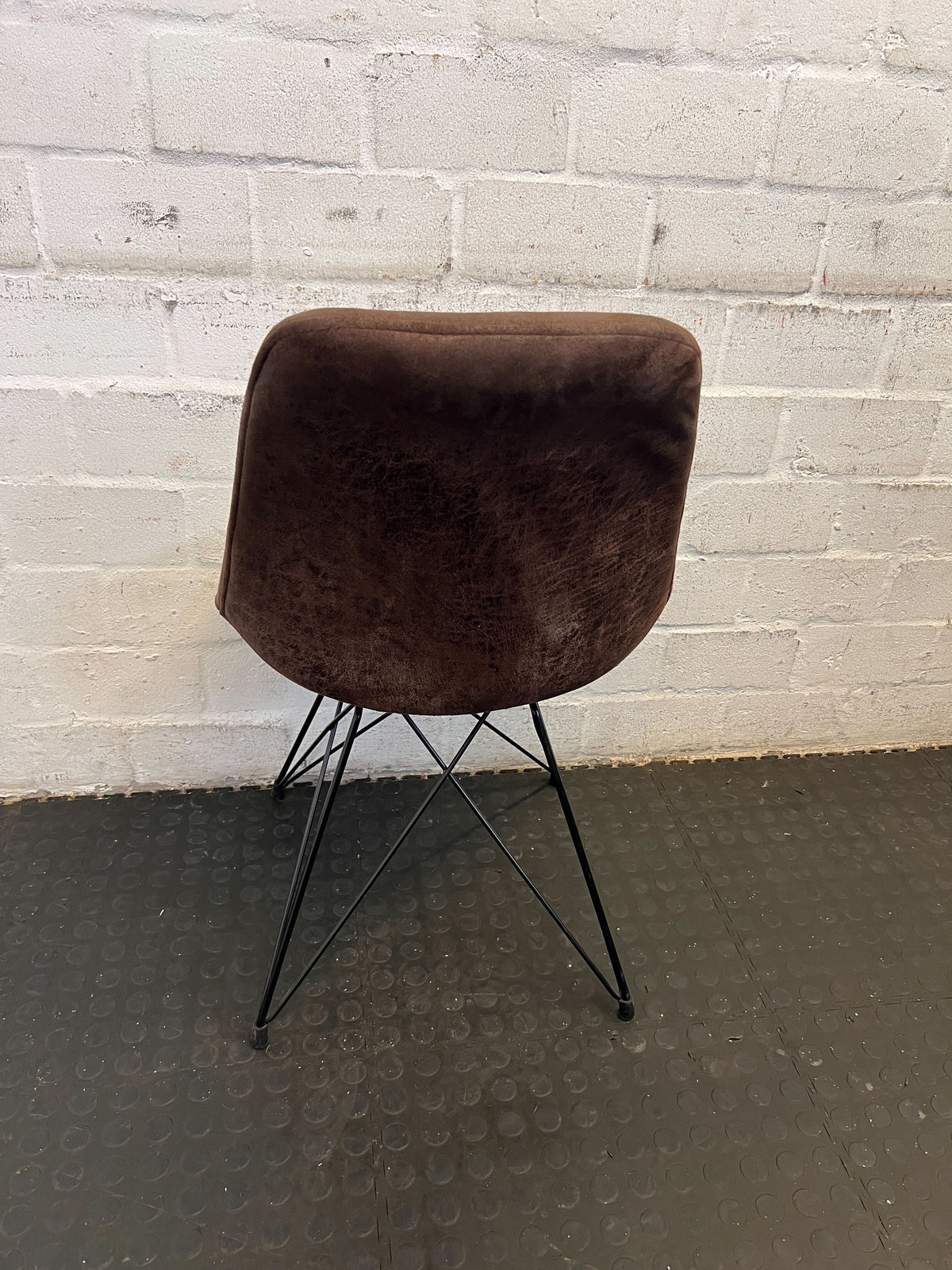 Stylish Brown Upholstered Dining Chair with Metal Legs - Minor Wear - 2ndhandwarehouse.com