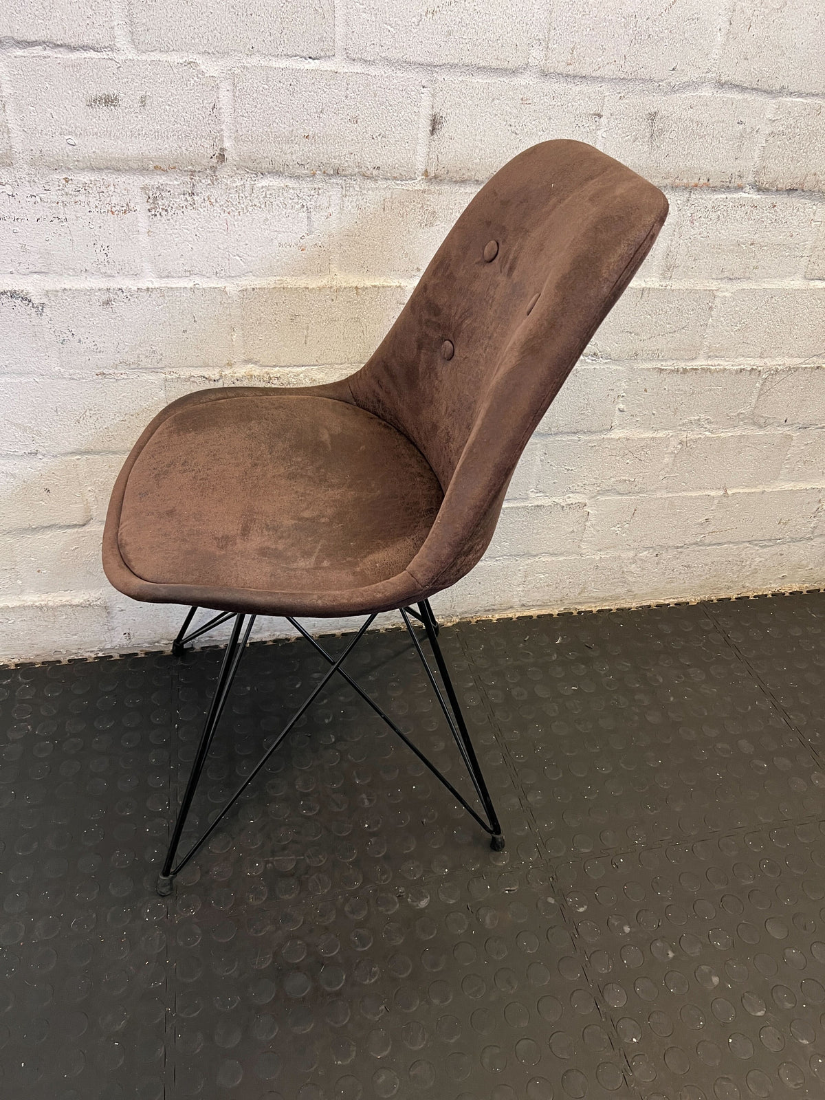 Stylish Brown Upholstered Dining Chair with Metal Legs - Minor Wear - 2ndhandwarehouse.com