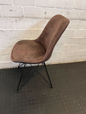 Stylish Brown Upholstered Dining Chair with Metal Legs - Minor Wear - 2ndhandwarehouse.com