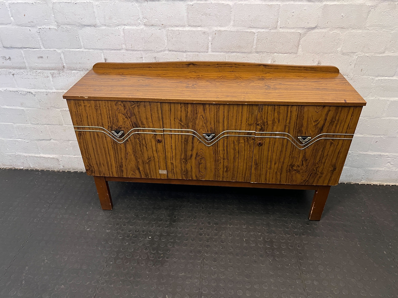 Vintage Wooden Sideboard with Decorative Inlay and Minor Wear - REDUCED