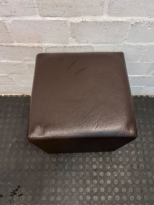 Brown Faux Leather Square Ottoman - Stylish & Versatile Seating