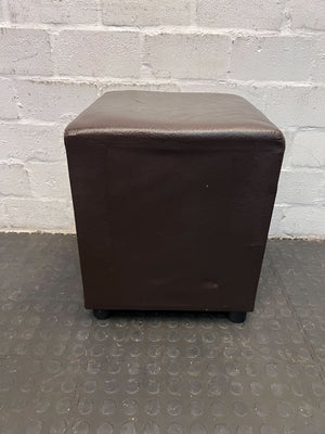 Brown Faux Leather Square Ottoman - Stylish & Versatile Seating