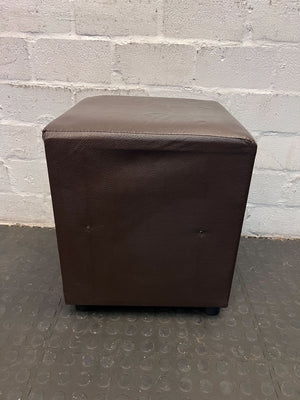 Brown Faux Leather Square Ottoman - Stylish & Versatile Seating