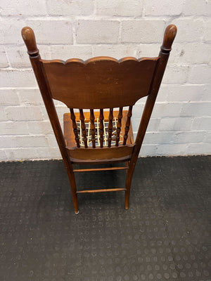 Vintage Carved Wooden Chair with Woven Seat - Character Piece