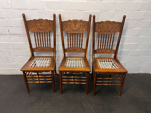 Vintage Carved Wooden Chair with Woven Seat – Timeless Elegance