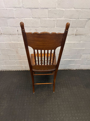 Vintage Carved Wooden Chair with Woven Seat – Timeless Elegance