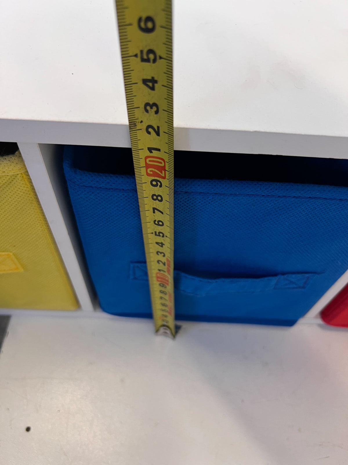 Colorful 3-Bin Storage Shelf with Primary Color Fabric Bins