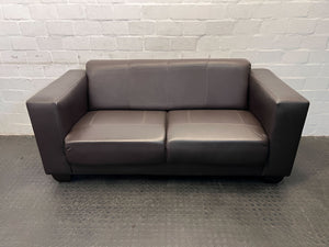 Modern 2-Seater Dark Brown Pleather Couch