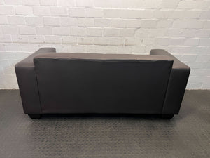 Modern 2-Seater Dark Brown Pleather Couch