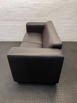 Modern 2-Seater Dark Brown Pleather Couch