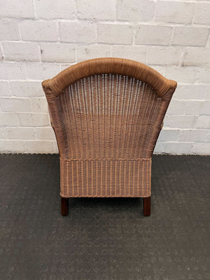 Vintage Rattan Armchair with Wooden Accents – Unique Comfort