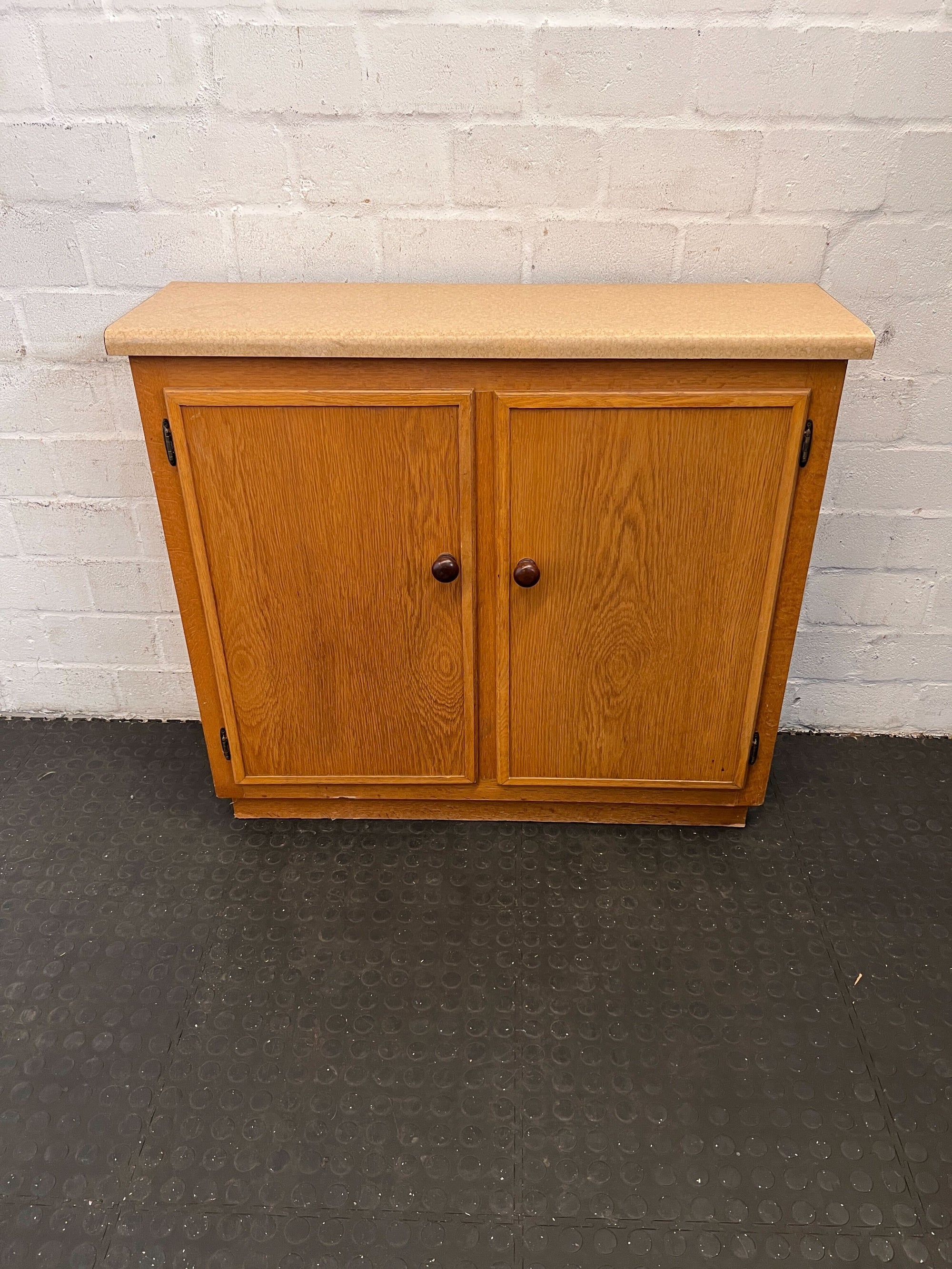 Rustic Oak Storage Cabinet with Two Doors – Vintage Charm