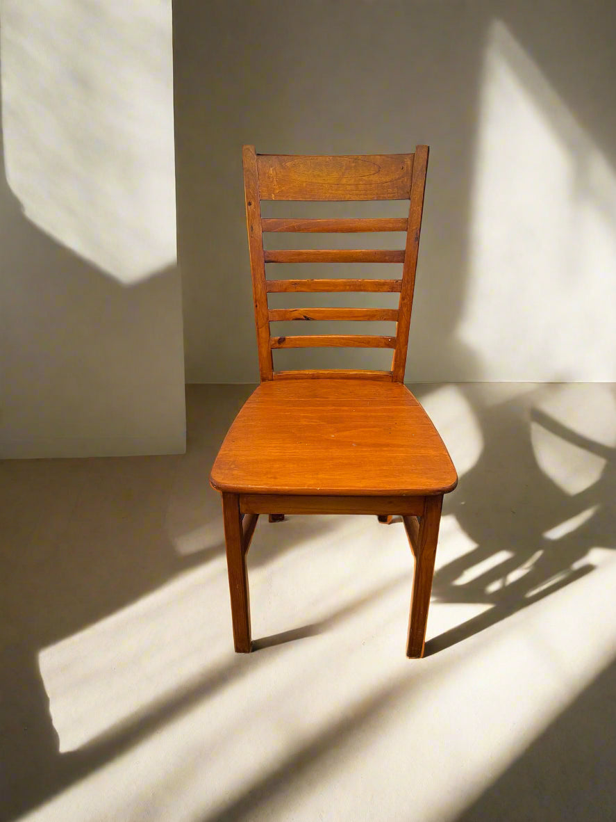 Classic Wooden Dining Chair - Rustic Brown - Minor Wear