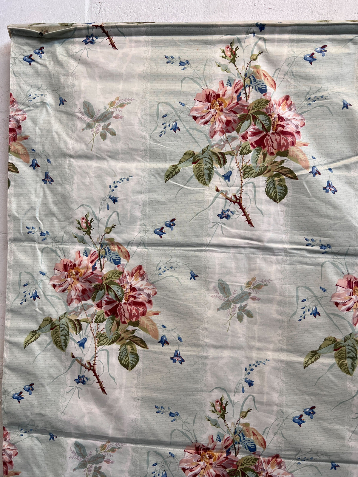 Elegant Vintage Floral Roman Blind - Rose & Blue Motif 170 long x 90cm wide