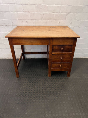 Vintage Wooden Desk with Drawers - Warm Brown Finish, Classic Design