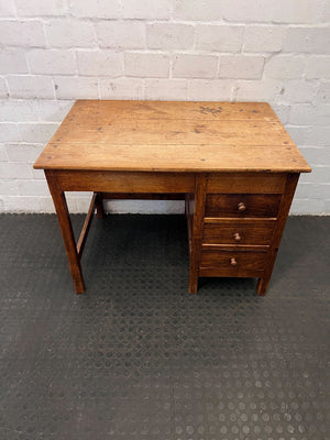 Vintage Wooden Desk with Drawers - Warm Brown Finish, Classic Design