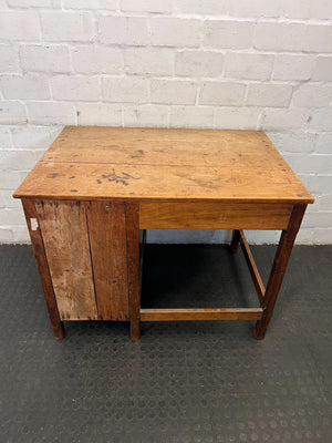 Vintage Wooden Desk with Drawers - Warm Brown Finish, Classic Design