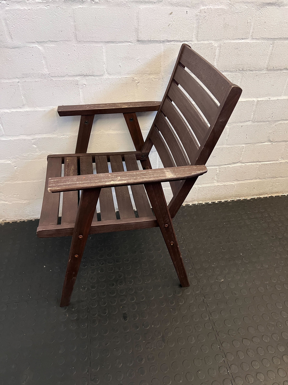 Rustic Brown Wooden Slatted Chair - Stylish and Comfortable