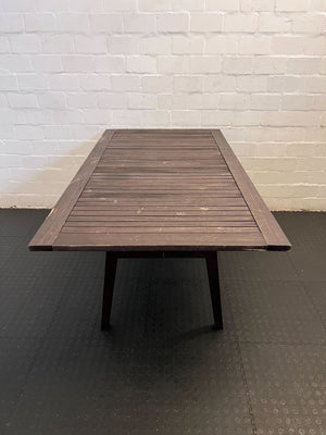 Stylish Dark Brown Wooden Dining Table with Minor Scratches