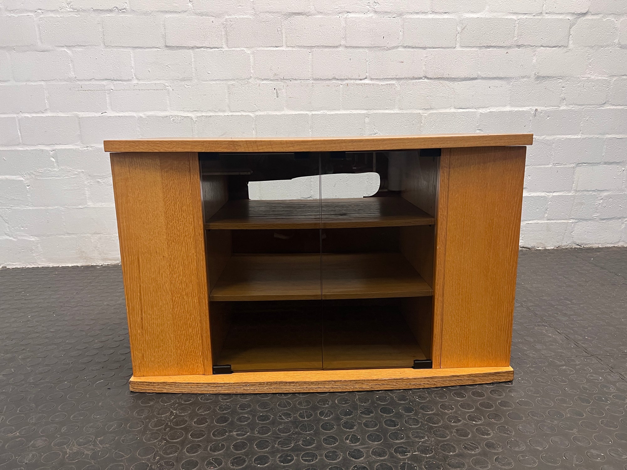 Oak Wood Tv Stand(Glass Front) - PRICE DROP