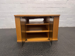 Oak Wood Tv Stand(Glass Front) - PRICE DROP
