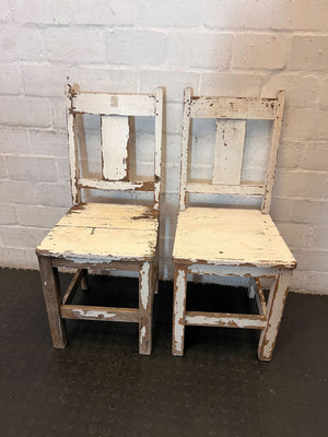 Rustic White Shabby Chic Wooden Chair - Distressed Charm - 2ndhandwarehouse.com