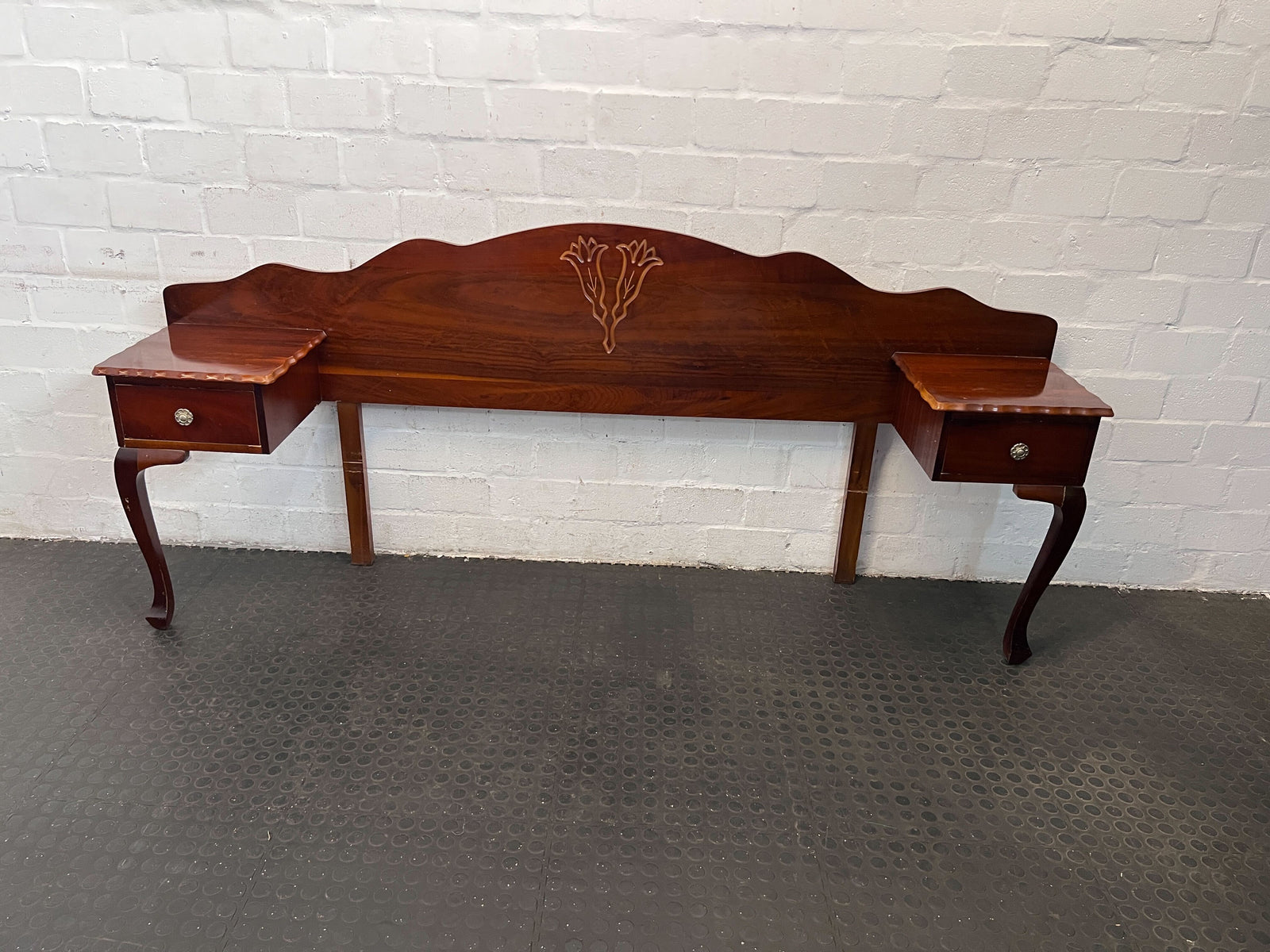 Elegant Vintage Wooden Headboard with Intricate Detailing - REDUCED