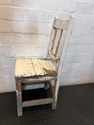 Rustic White Shabby Chic Wooden Chair - Distressed Charm - 2ndhandwarehouse.com