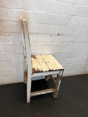 Rustic White Shabby Chic Wooden Chair - Distressed Charm - 2ndhandwarehouse.com