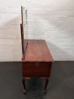 Elegant Vintage Wooden Dressing Table with Triple Mirrors