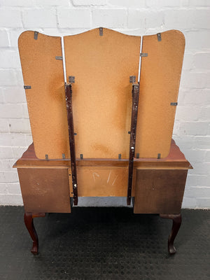 Elegant Vintage Wooden Dressing Table with Triple Mirrors