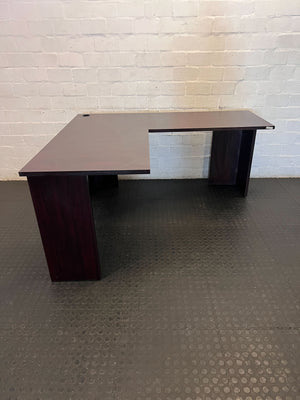 Efficient L-Shape Executive Desk - Dark Wood Finish - 2ndhandwarehouse.com