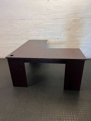 Efficient L-Shape Executive Desk - Dark Wood Finish - 2ndhandwarehouse.com