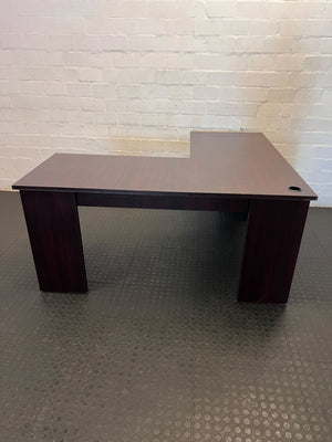 Efficient L-Shape Executive Desk - Dark Wood Finish - 2ndhandwarehouse.com