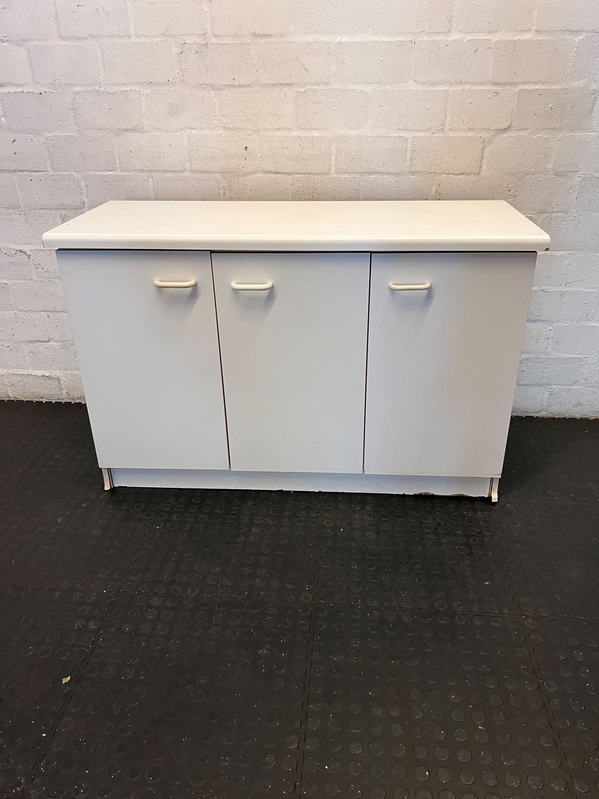 Versatile Light Grey 3-Door Storage Cabinet - 2ndhandwarehouse.com