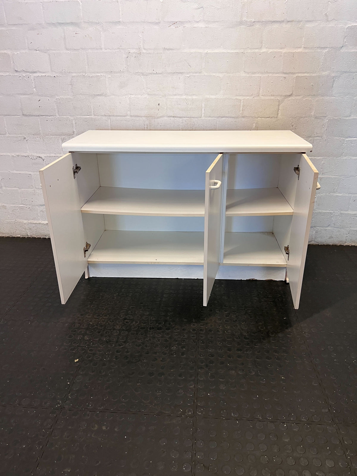 Versatile Light Grey 3-Door Storage Cabinet - 2ndhandwarehouse.com