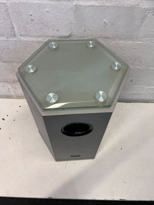 Hexagonal Grey Speaker Stand with Glass Top – Minor Marks - 2ndhandwarehouse.com