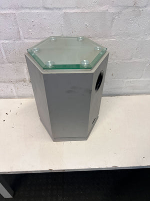 Hexagonal Grey Speaker Stand with Glass Top – Minor Marks - 2ndhandwarehouse.com