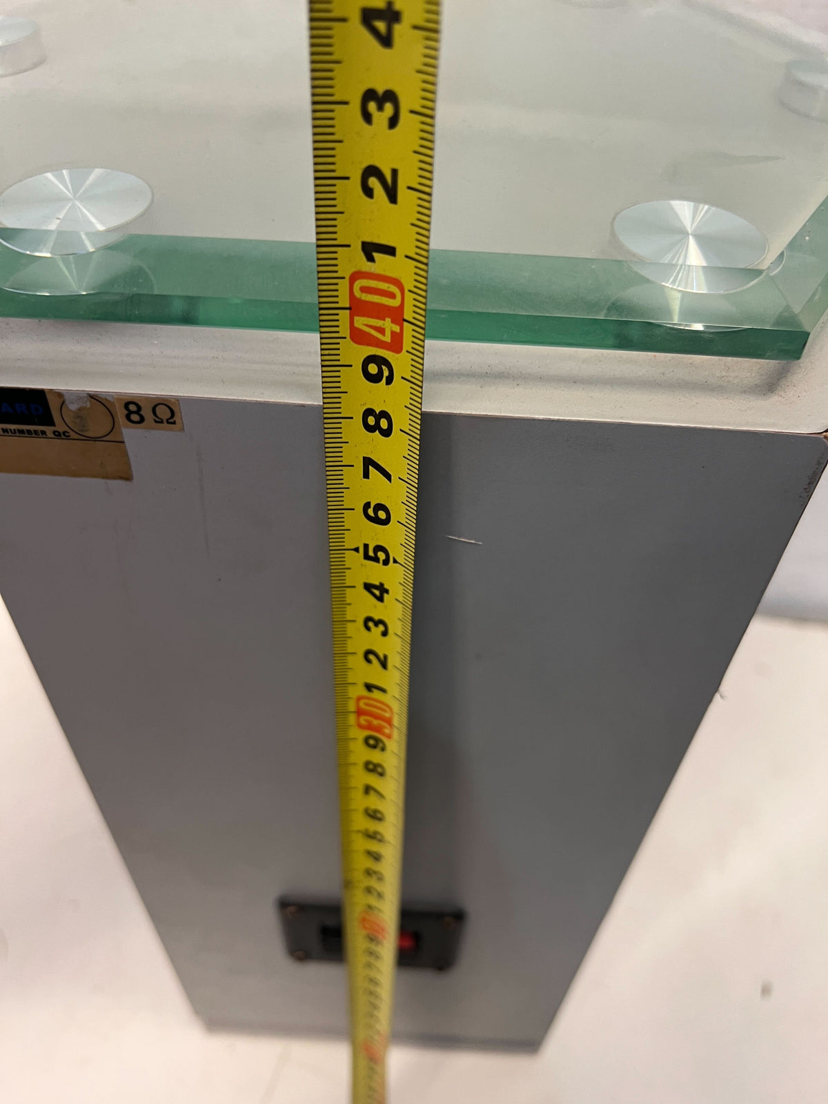 Hexagonal Grey Speaker Stand with Glass Top – Minor Marks - 2ndhandwarehouse.com